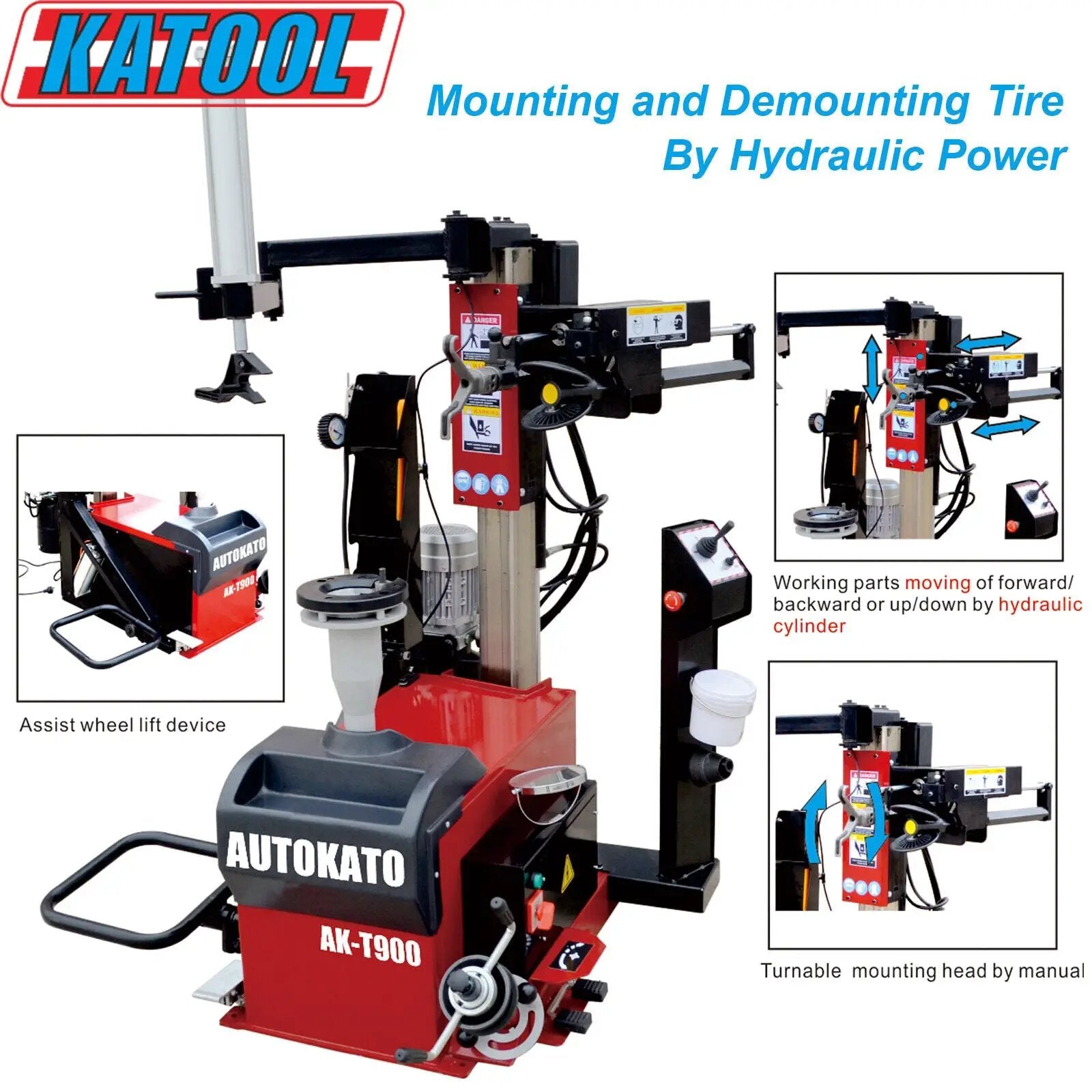 Katool KT-T900 Center Post Tire Changer with Wheel Lift by Chery Industrial