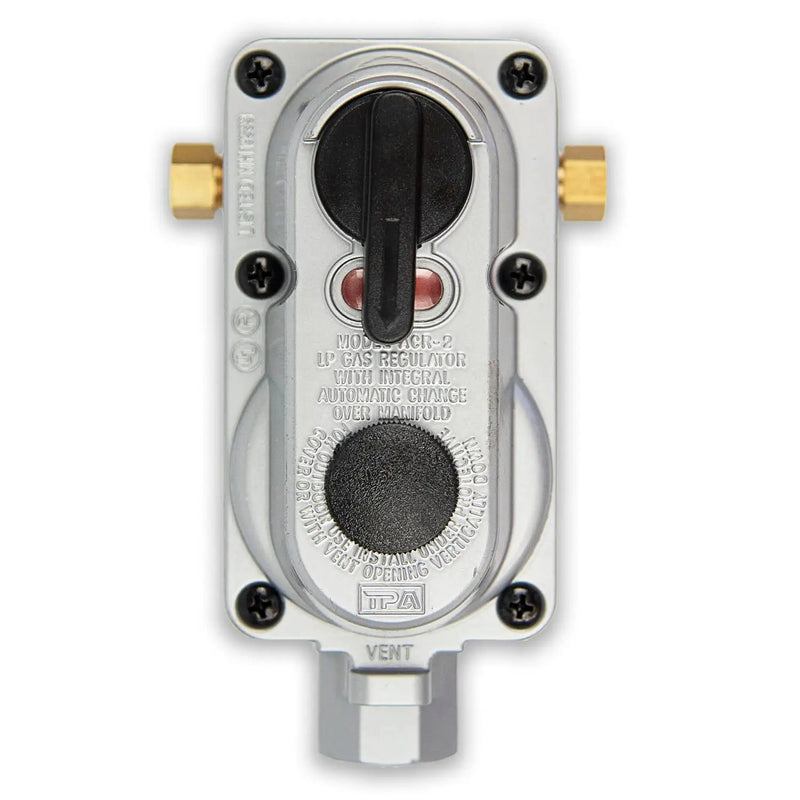 Flame King 2 Stage Auto Propane Gas Regulator with Pls Cover & Long Mount Bracket & 2-12" Pigtails by Flame King Products