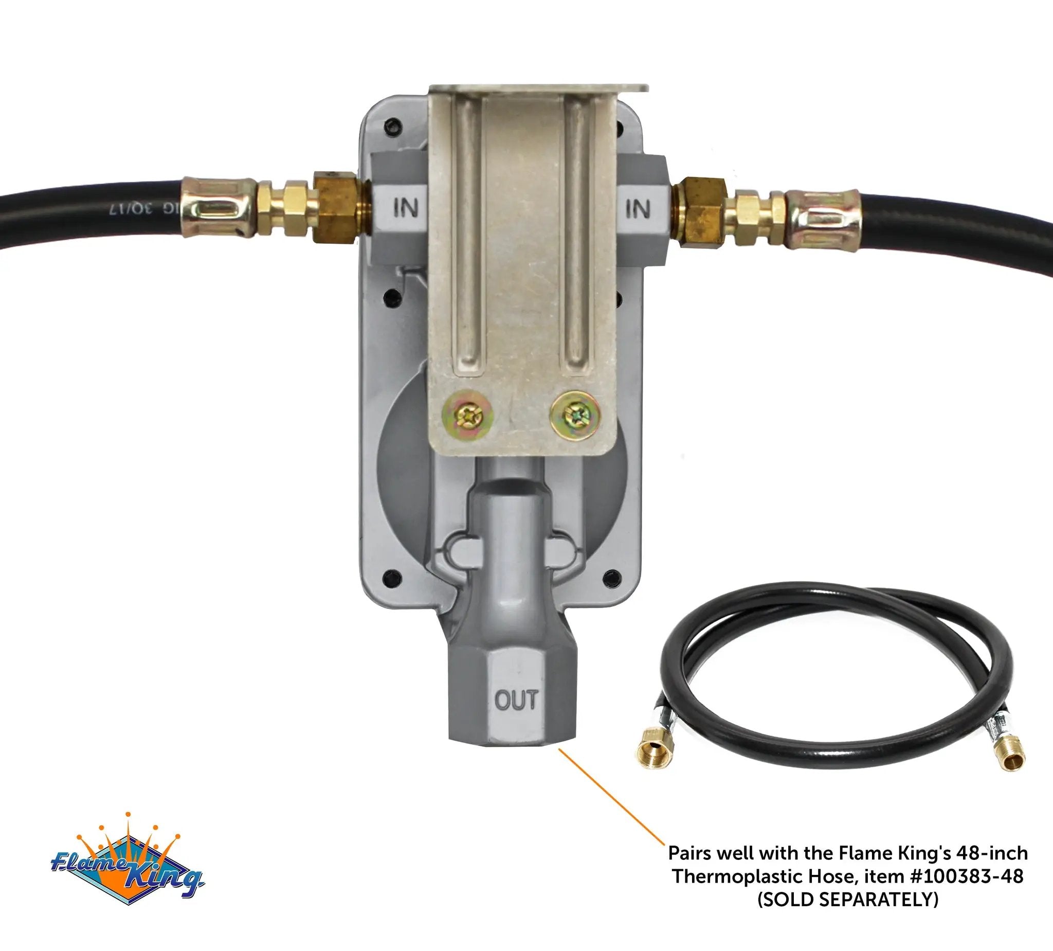 Flame King 2 Stage Auto Propane Gas Regulator with Pls Cover & Long Mount Bracket & 2-12" Pigtails by Flame King Products