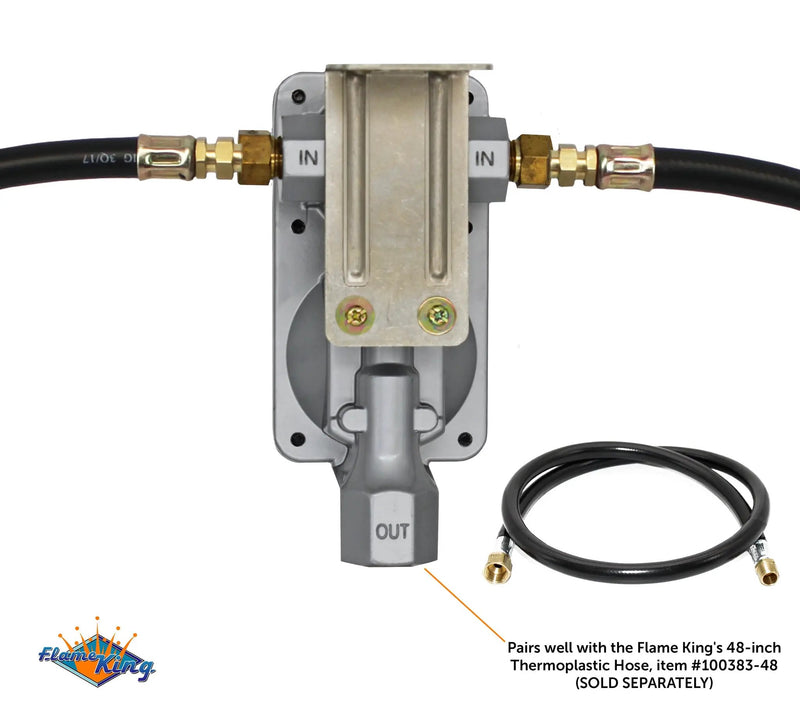 Flame King 2 Stage Auto Propane Gas Regulator with Pls Cover & Long Mount Bracket & 2-12" Pigtails by Flame King Products