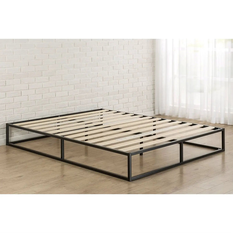 King size Modern 10-inch Low Profile Metal Platform Bed Frame with Wood Slats by HomePacific