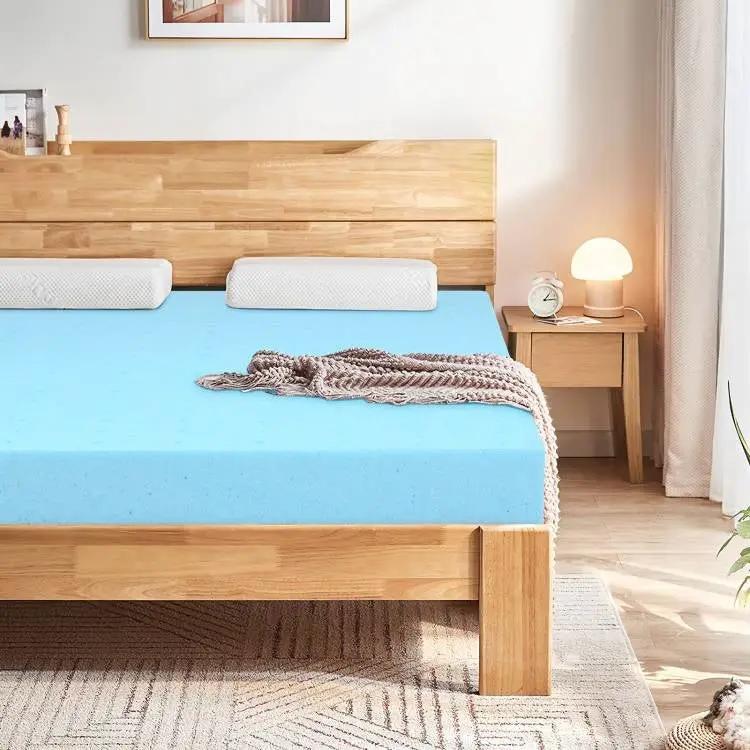 King size 3-inch Thick Gel-Infused Air Foam Mattress Topper in Light Blue by HomePacific