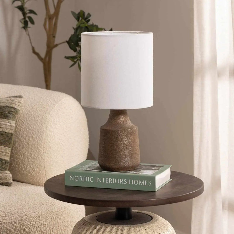 Kumlu Ribbed Ceramic White Table Lamp by Boutique Rugs