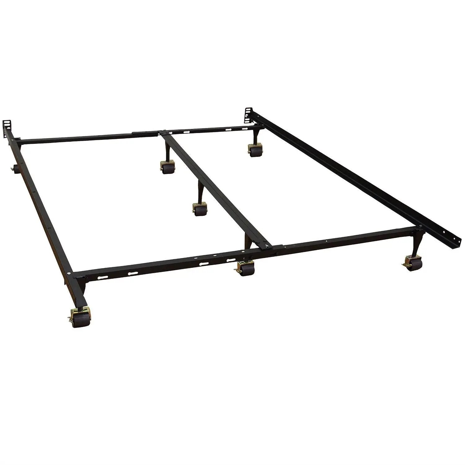 King size Heavy Duty 7-Leg Metal Bed Frame with Locking Rug Roller Casters Wheels by HomePacific
