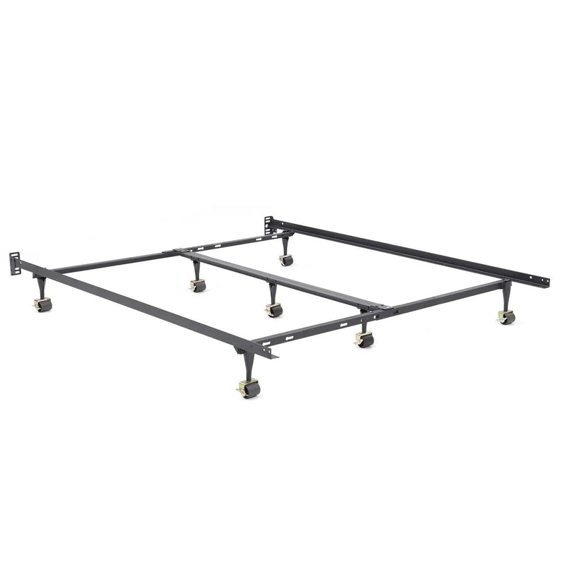 King size Heavy Duty 7-Leg Metal Bed Frame with Locking Rug Roller Casters Wheels by HomePacific