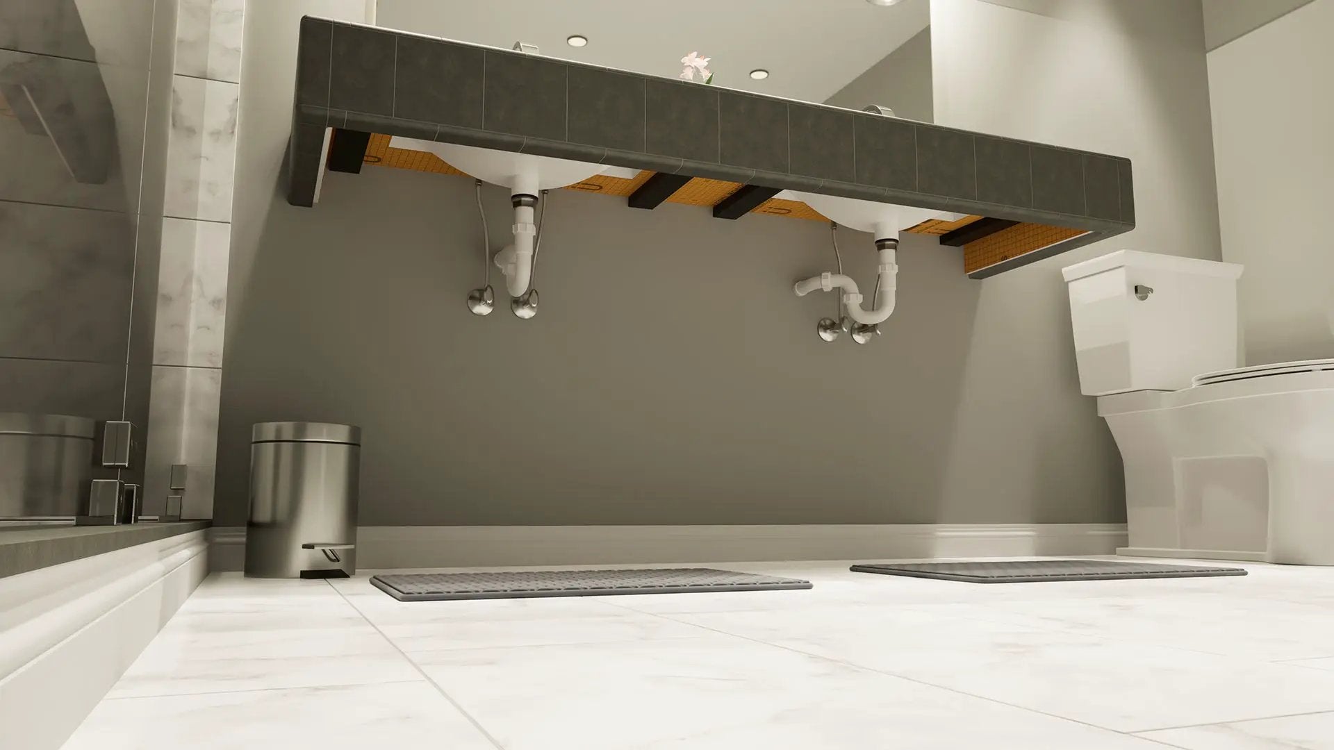 The Original Floating Bathroom Vanity Kit™ with Orange Waterproof Board & Original Vanity Bracket® by The Original Granite Bracket