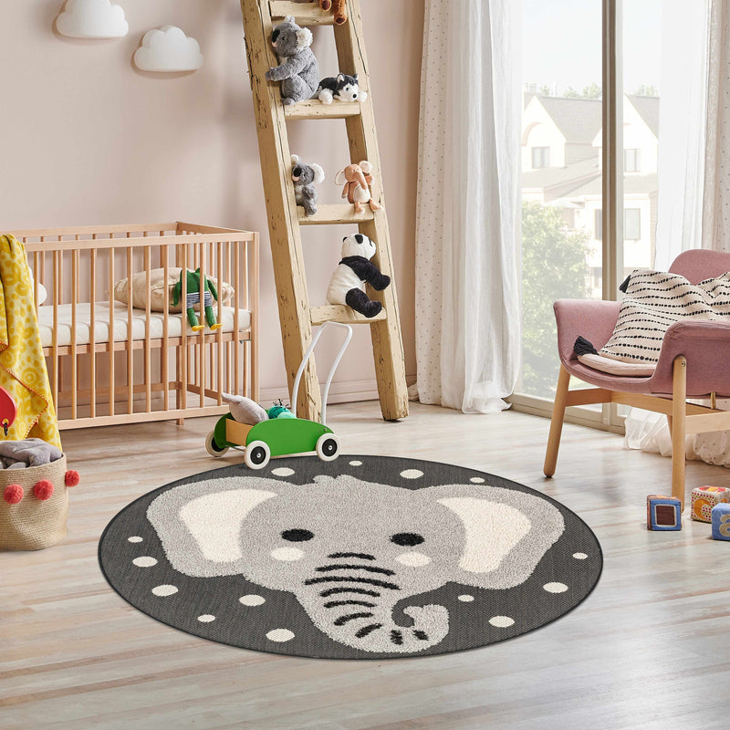 Kids Elephant Animal Print Nursery Outdoor Area Rug - Clearance by Boutique Rugs