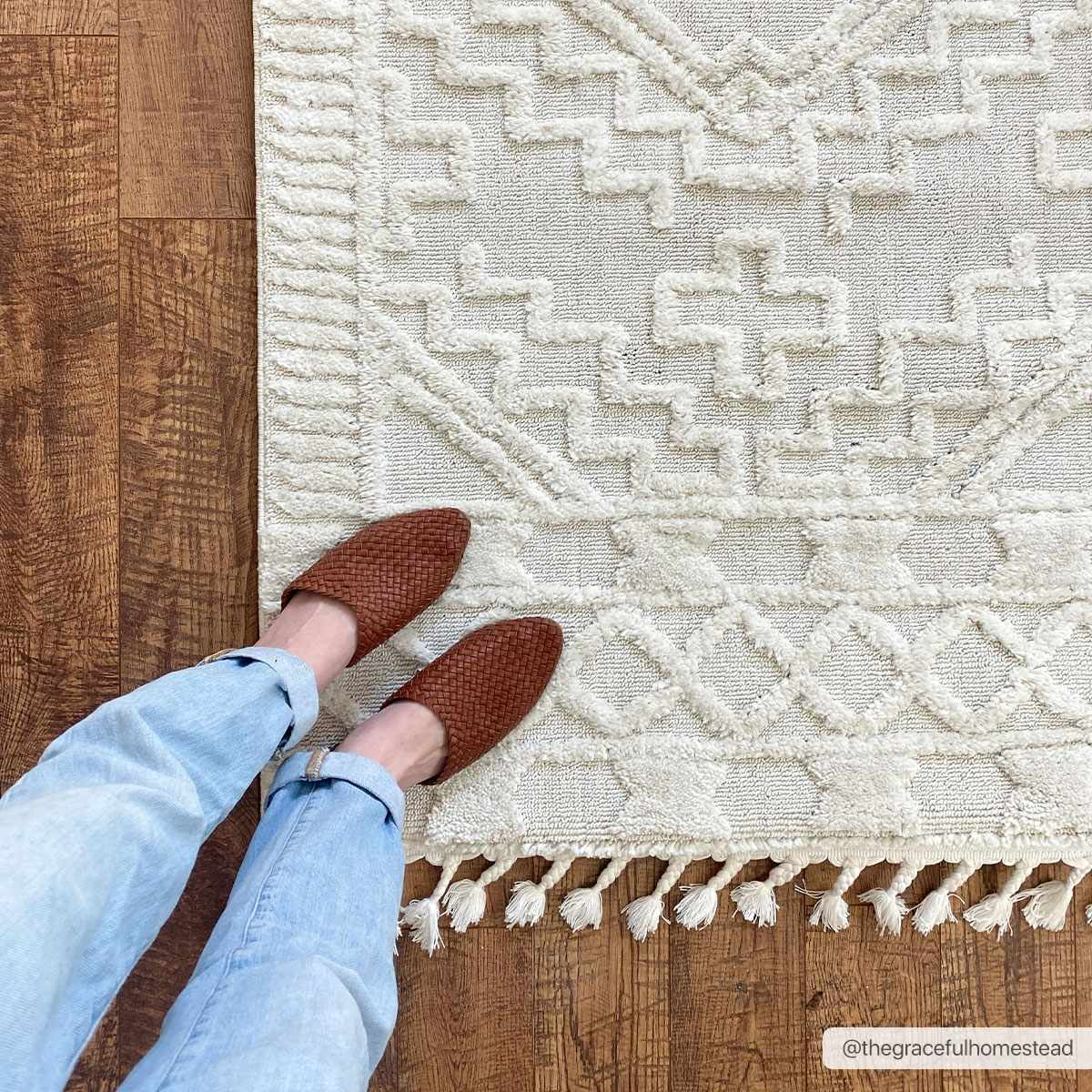 Kalkan High/Low Pile Rug with Tassels - Clearance by Boutique Rugs