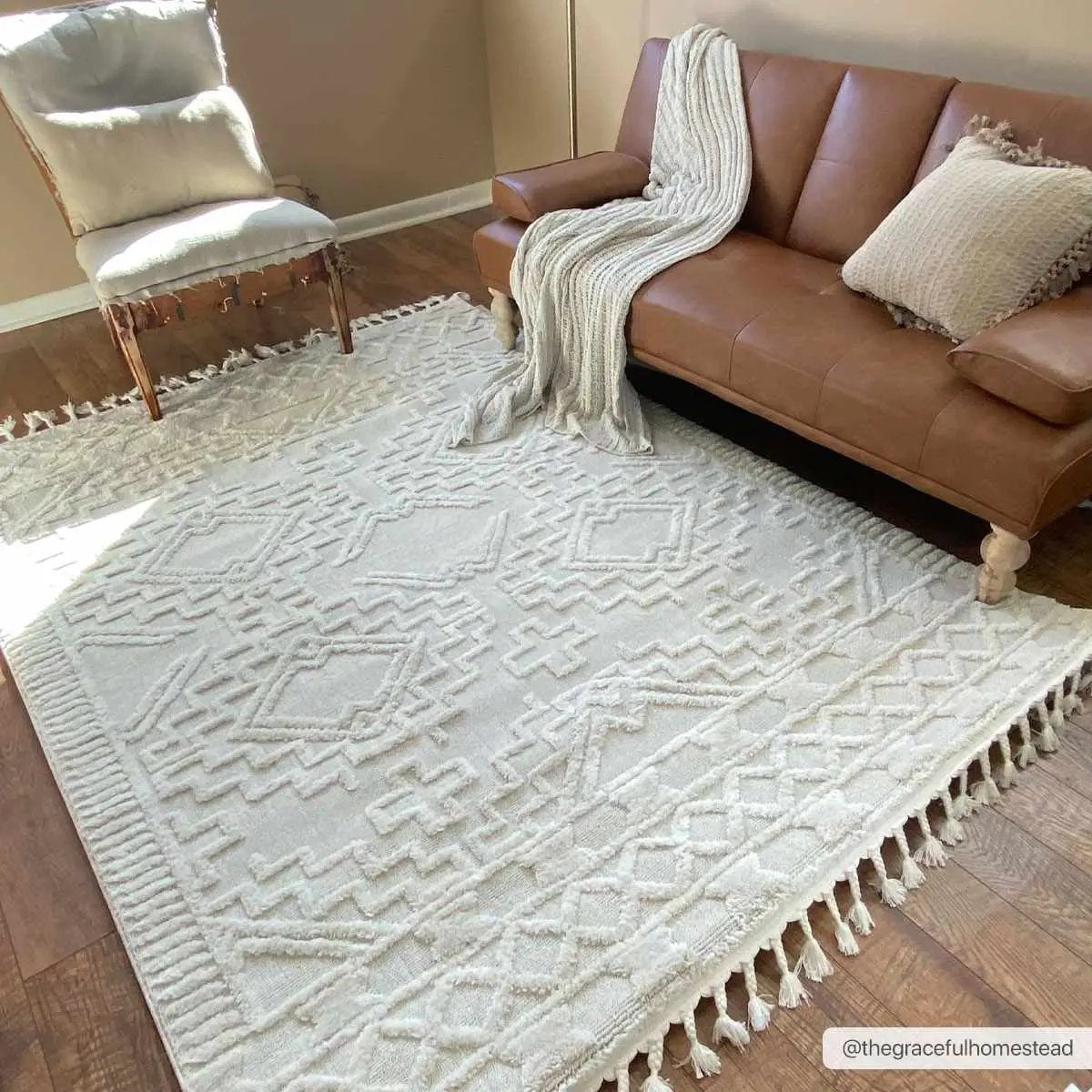 Kalkan High/Low Pile Rug with Tassels - Clearance by Boutique Rugs