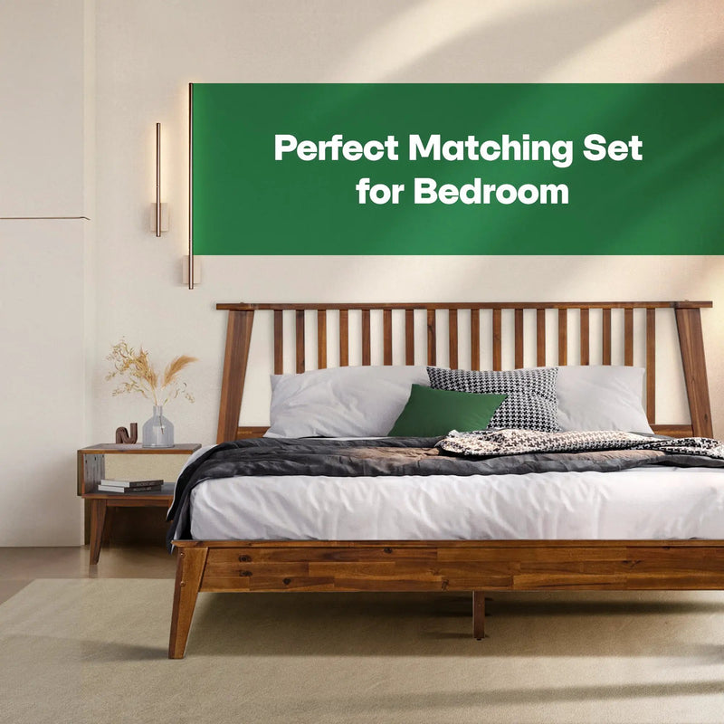 [Buy 1 Get 1] Kaylin Solid Wood Bed Frame & Nightstand by Megsu