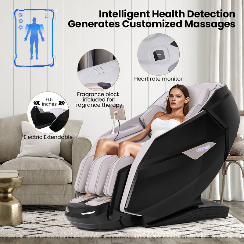 Kenzo 41-7D Dual Roller System Flexible Track Zero Gravity Full Body Massage Chair with Heart Rate Monitor and Health Detecti, photo 9 of 11