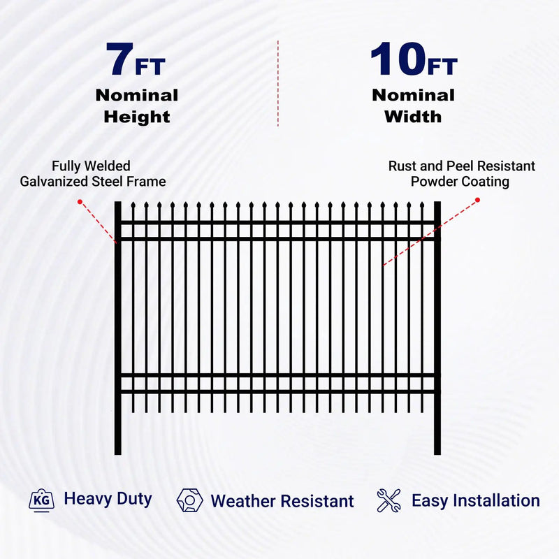 10x7 ft Steel Fence with 4 Rails, 30 Panels by Chery Industrial