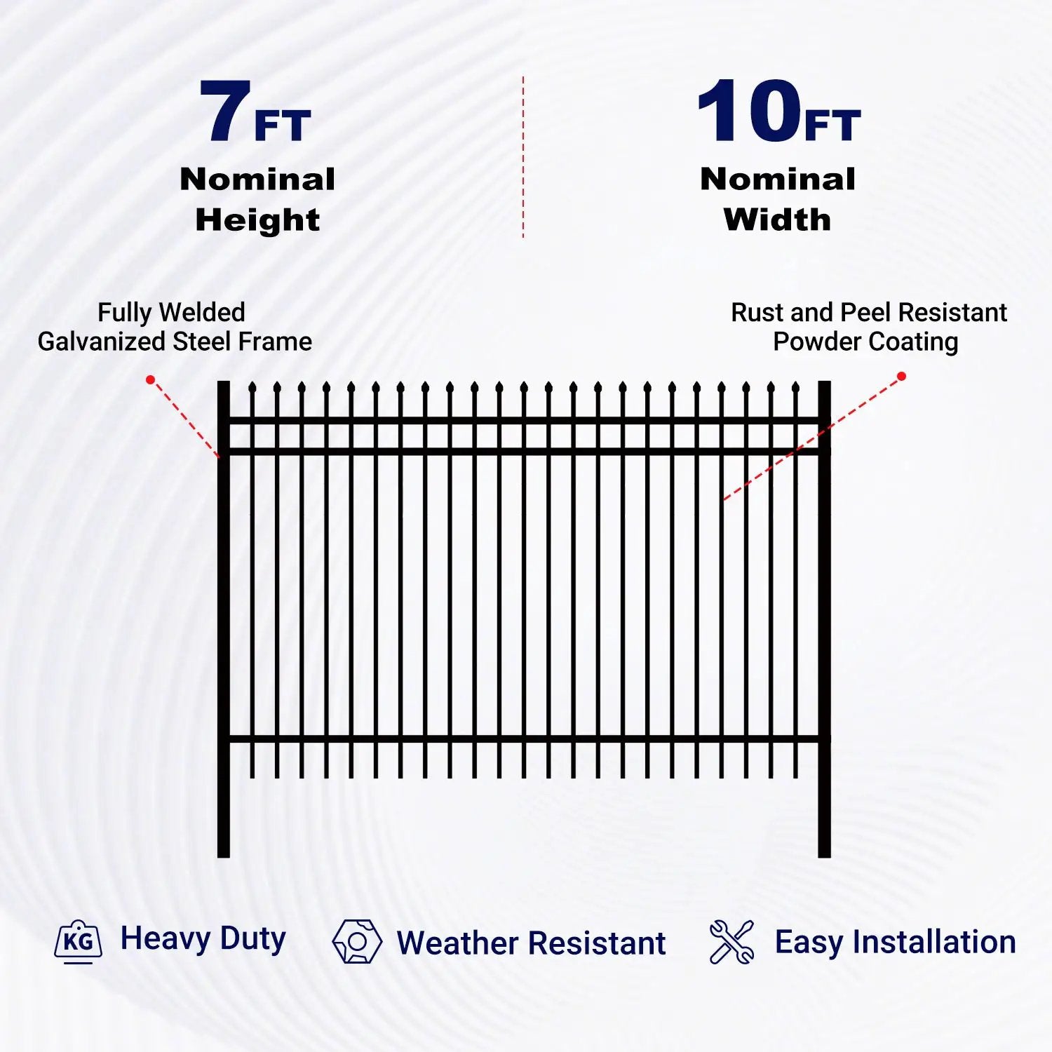 10x7 ft Steel Fence with 3 Rails, 30 Panels by Chery Industrial
