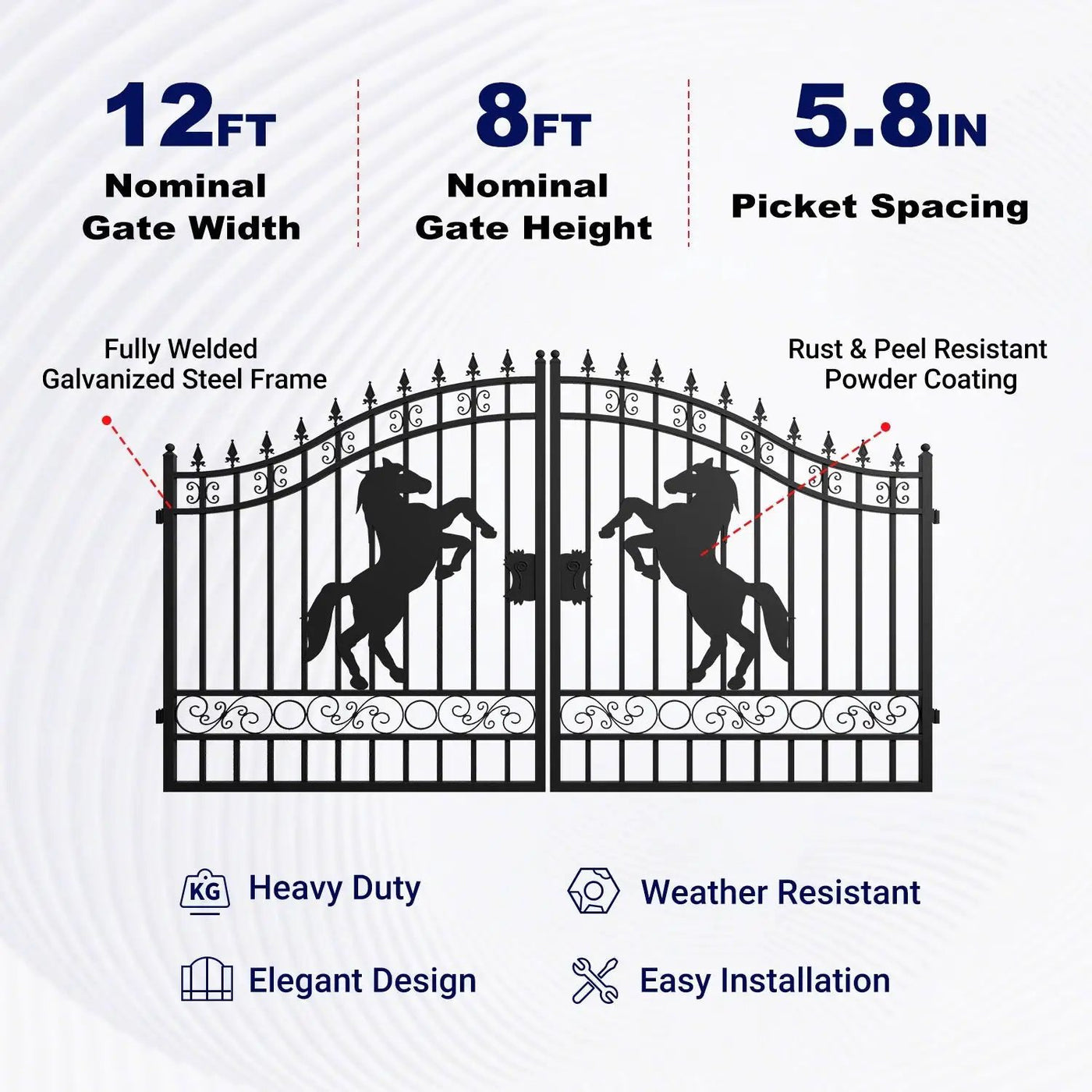 12x8 ft Dual Swing Driveway Steel Gate by Chery Industrial