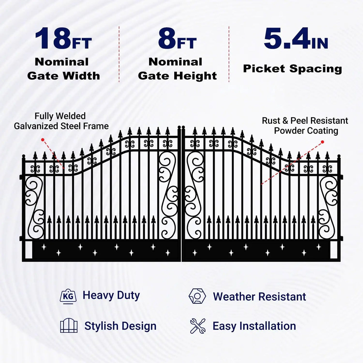 18x8 ft Steel Dual Swing Driveway Gate by Chery Industrial