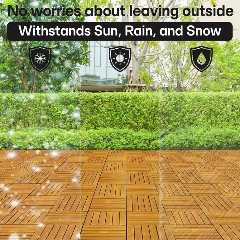 Solid Wood Deck Tiles 6 Slat Set 9 by Megsu