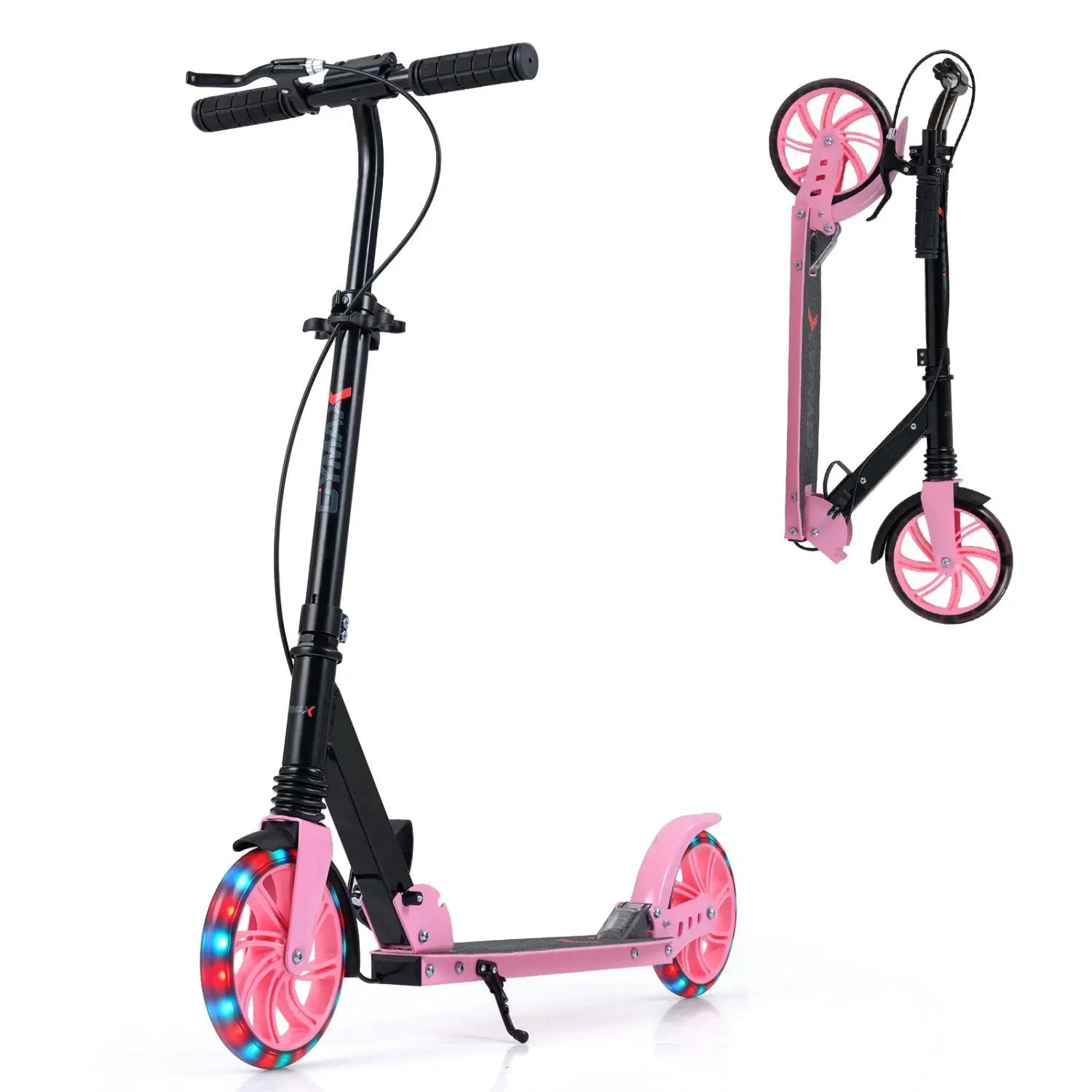 Kick Scooter for Kids Teens Adults Age 8+ Foldable Scooter with Large Light-up Wheels by DirectDeals