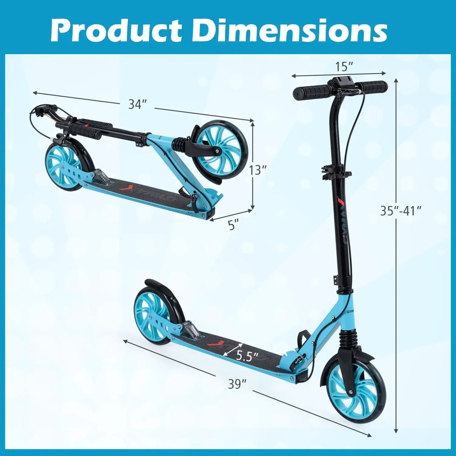 Kick Scooter for Kids Teens Adults Age 8+ Foldable Scooter with Large Light-up Wheels by DirectDeals