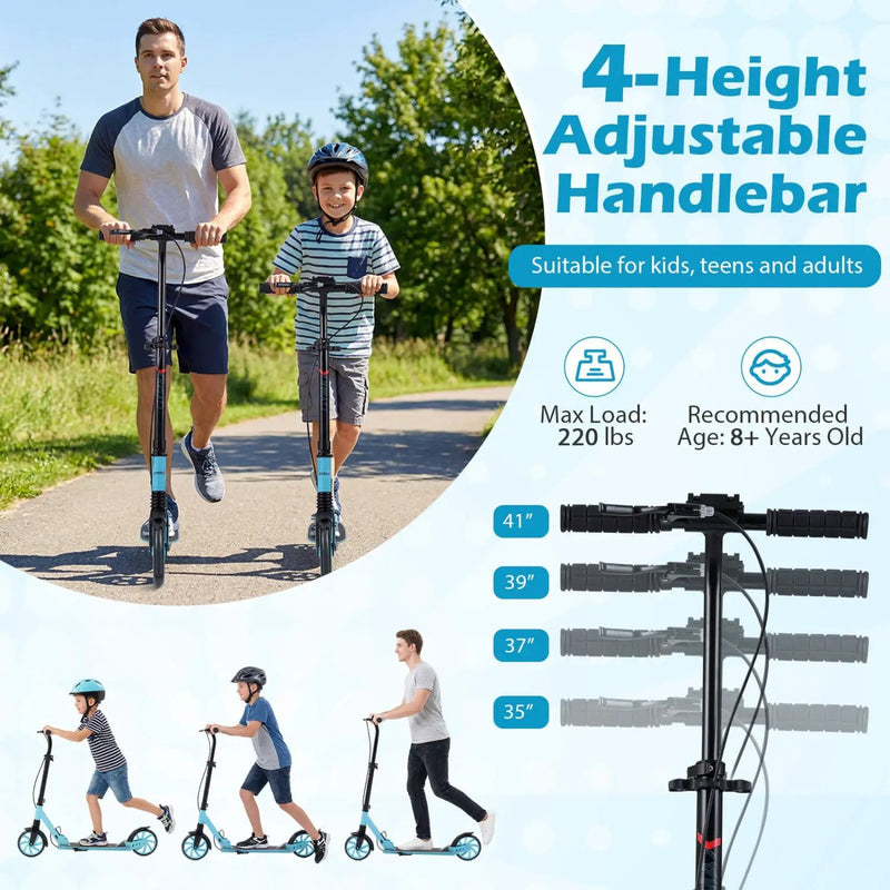 Kick Scooter for Kids Teens Adults Age 8+ Foldable Scooter with Large Light-up Wheels by DirectDeals