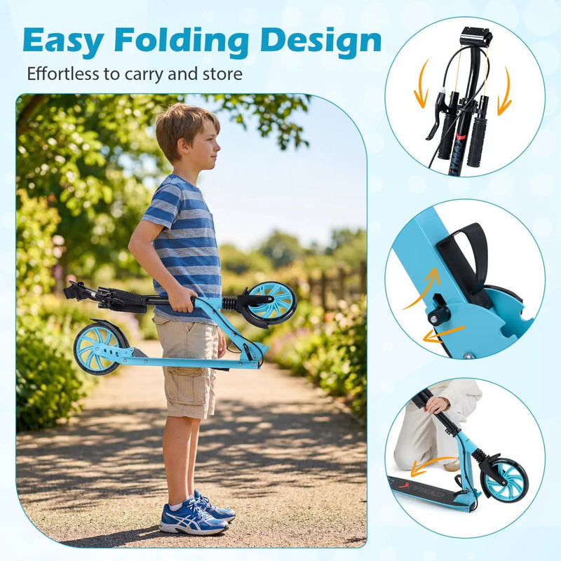 Kick Scooter for Kids Teens Adults Age 8+ Foldable Scooter with Large Light-up Wheels by DirectDeals