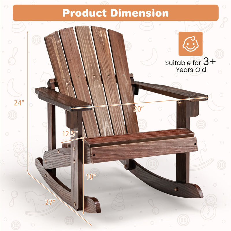Outdoor Wooden Kid Adirondack Rocking Chair with Slatted Seat by DirectDeals