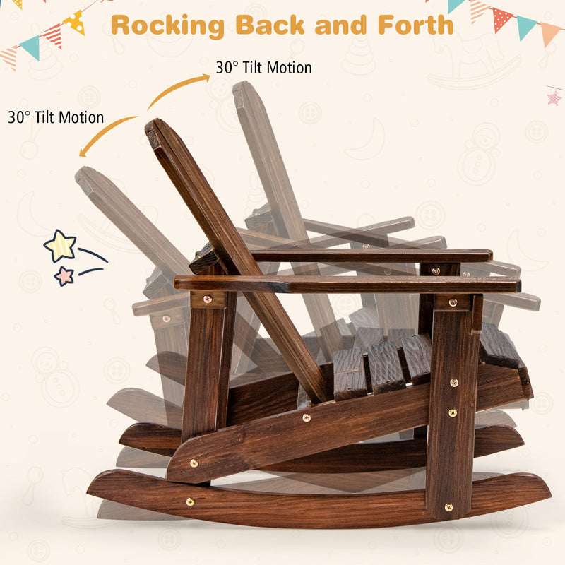 Outdoor Wooden Kid Adirondack Rocking Chair with Slatted Seat by DirectDeals