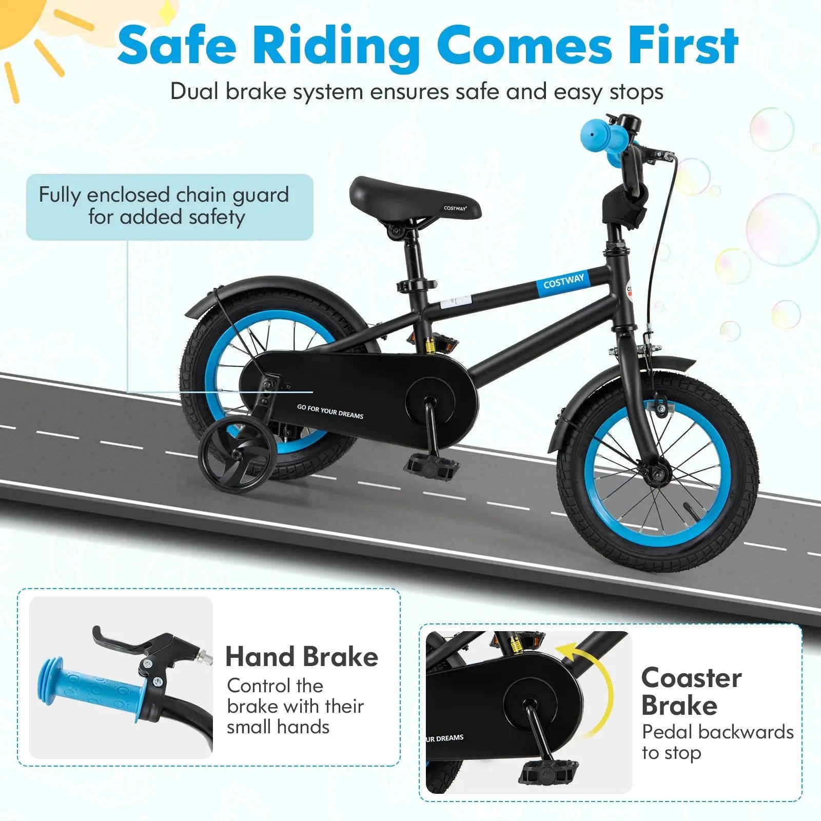 Kids Bike with Adjustable Handlebar and Saddle Black by DirectDeals