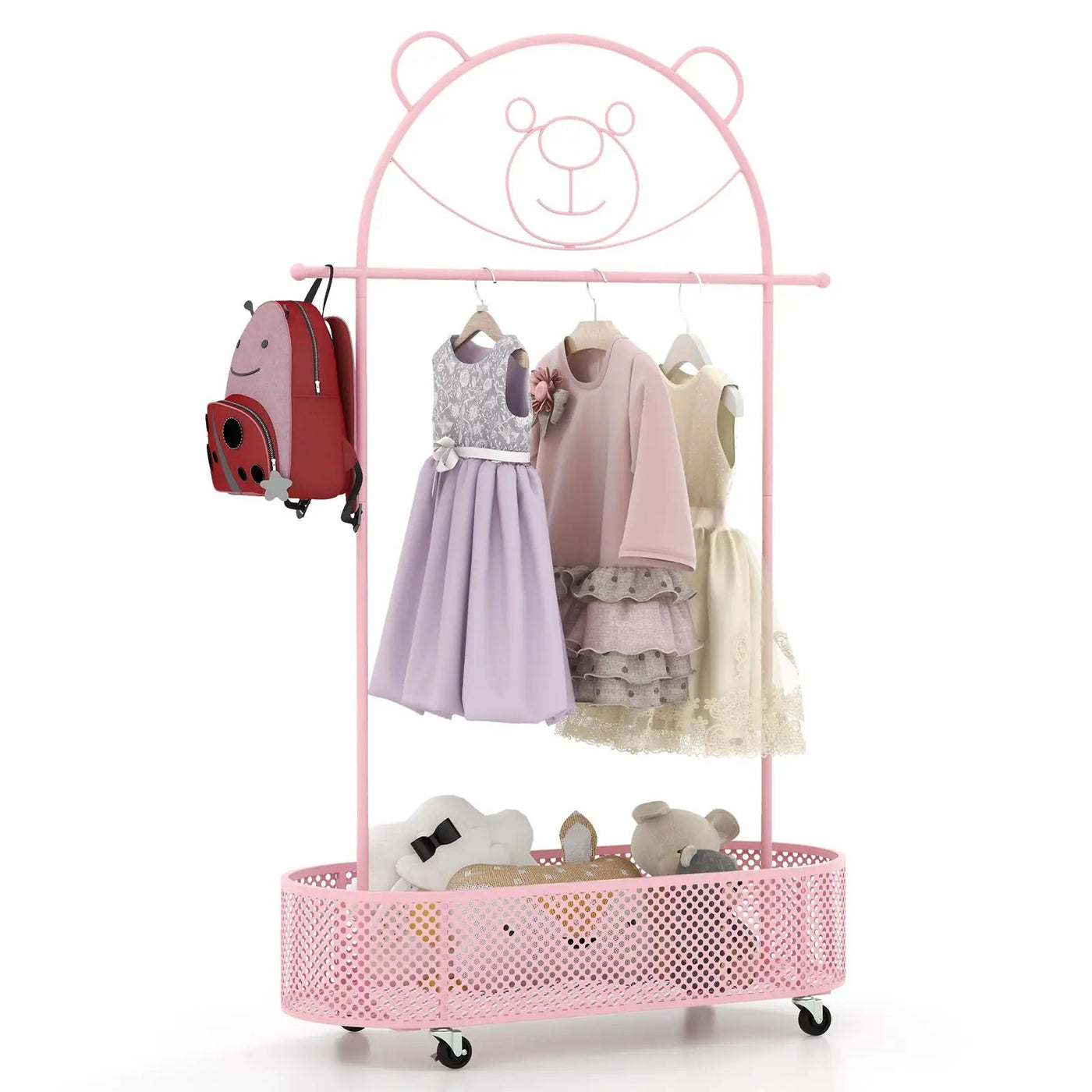 Kid Clothes Rack with 3 Adjustable Heights and Wheels by DirectDeals