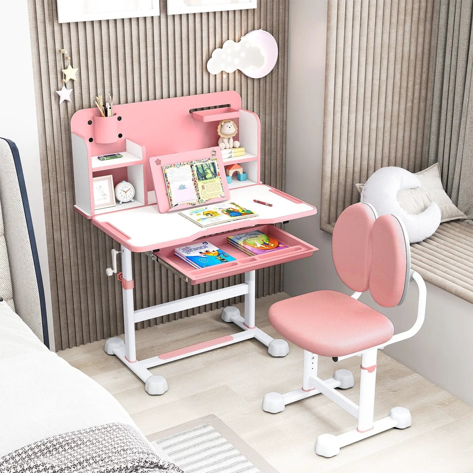 Kid's Study Desk and with Tilt Desktop and Pen Holder by DirectDeals