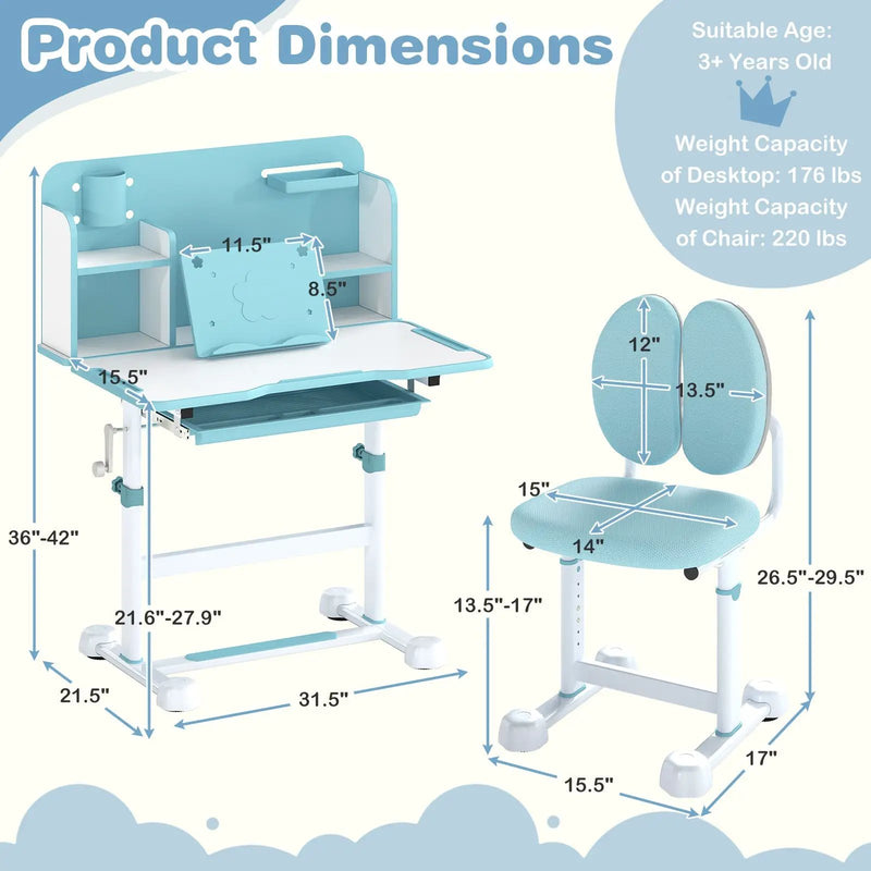 Kid's Study Desk and with Tilt Desktop and Pen Holder by DirectDeals
