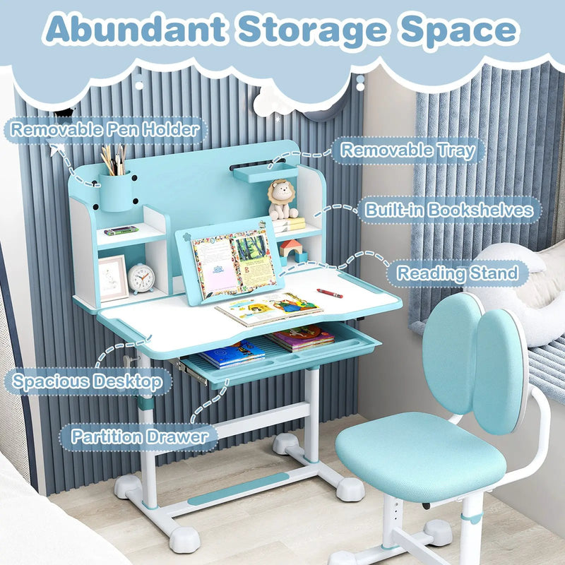 Kid's Study Desk and with Tilt Desktop and Pen Holder by DirectDeals
