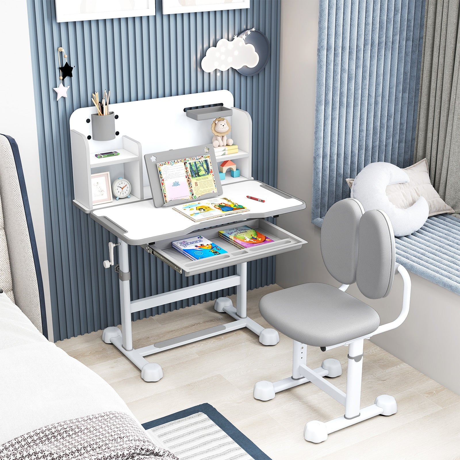 Kid's Study Desk and with Tilt Desktop and Pen Holder by DirectDeals