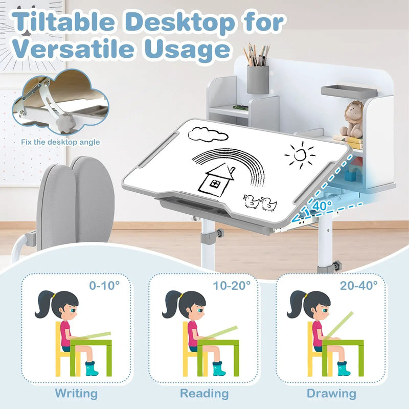 Kid's Study Desk and with Tilt Desktop and Pen Holder by DirectDeals