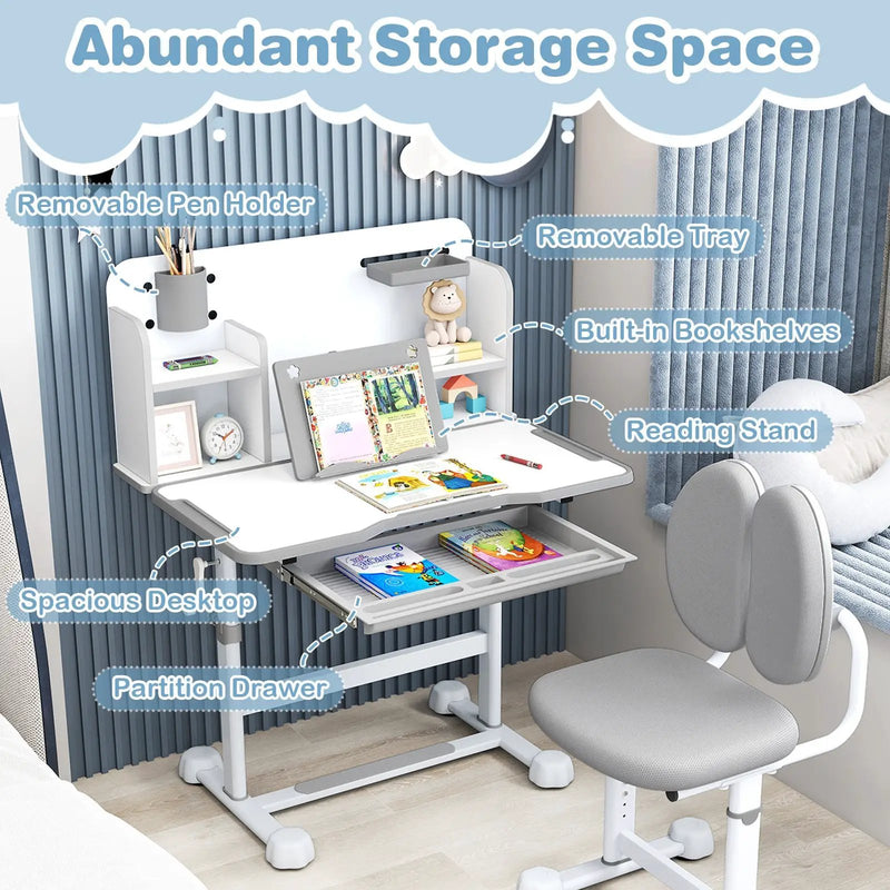 Kid's Study Desk and with Tilt Desktop and Pen Holder by DirectDeals