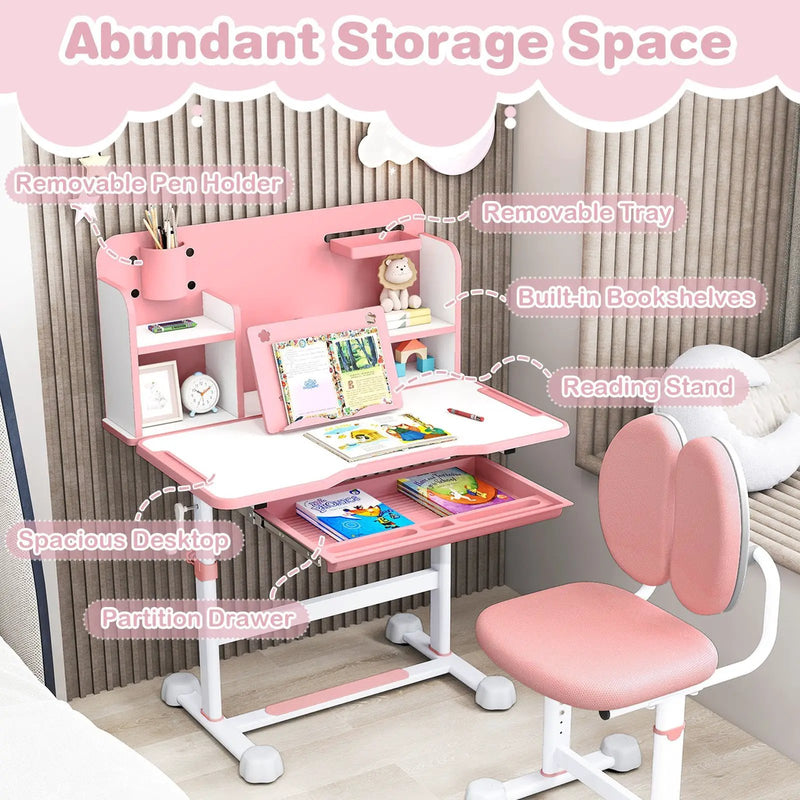Kid's Study Desk and with Tilt Desktop and Pen Holder by DirectDeals