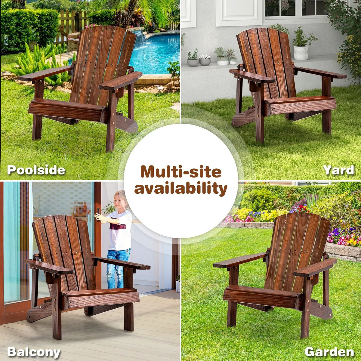 Kid's Adirondack Chair with High Backrest and Arm Rest by DirectDeals