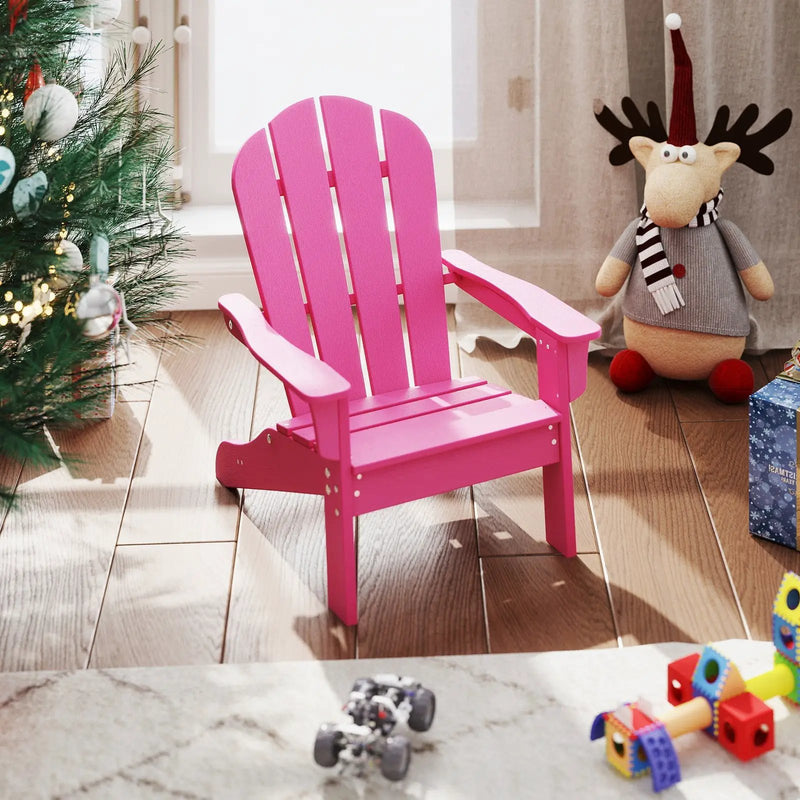 All-Weather HDPE Kid's Adirondack Chair with with High Backrest and Armrests-Pink by DirectDeals