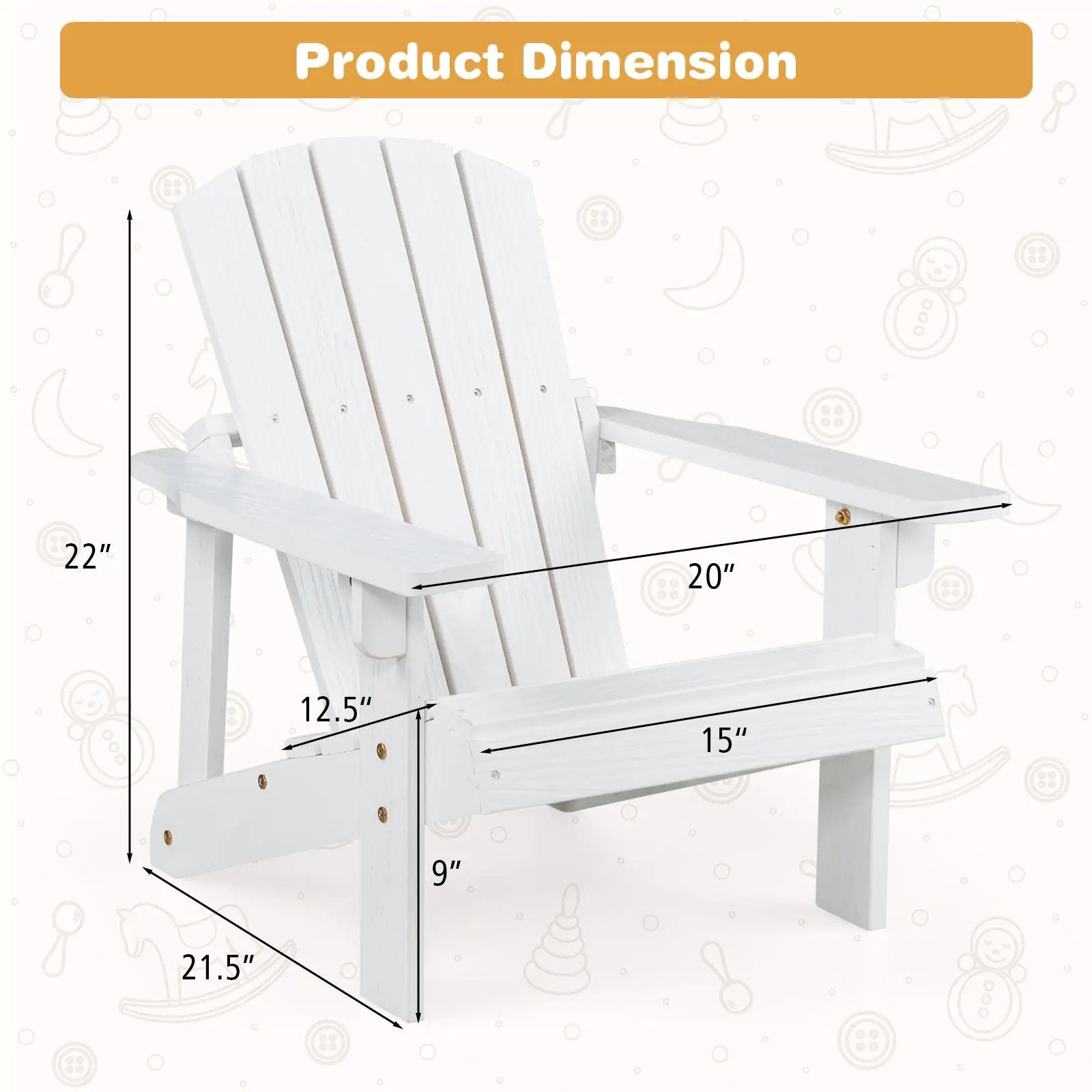 Kid's Adirondack Chair with High Backrest and Arm Rest by DirectDeals