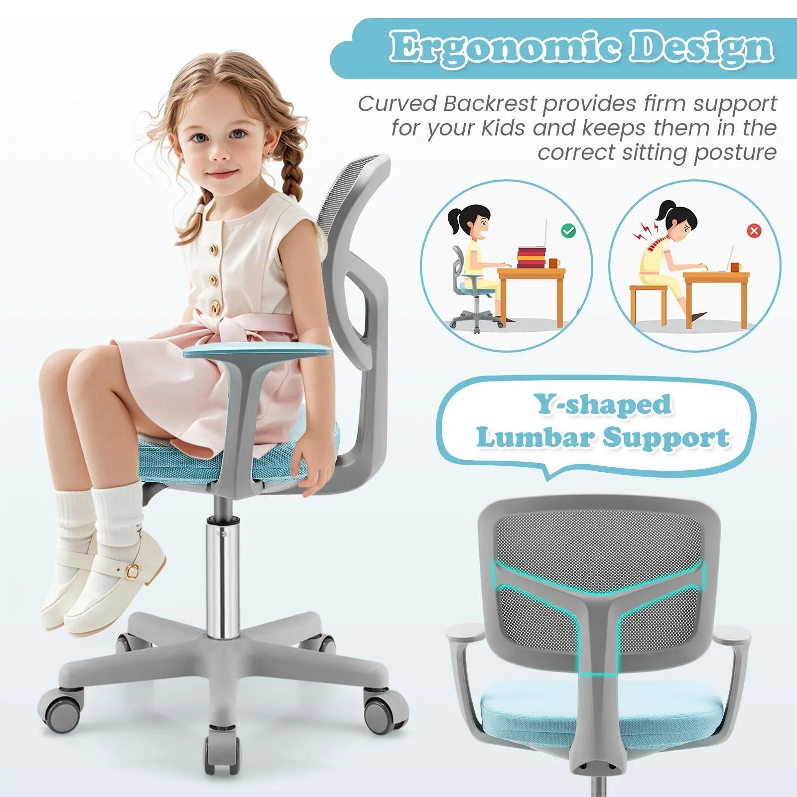 Adjustable Desk Chair with by DirectDeals