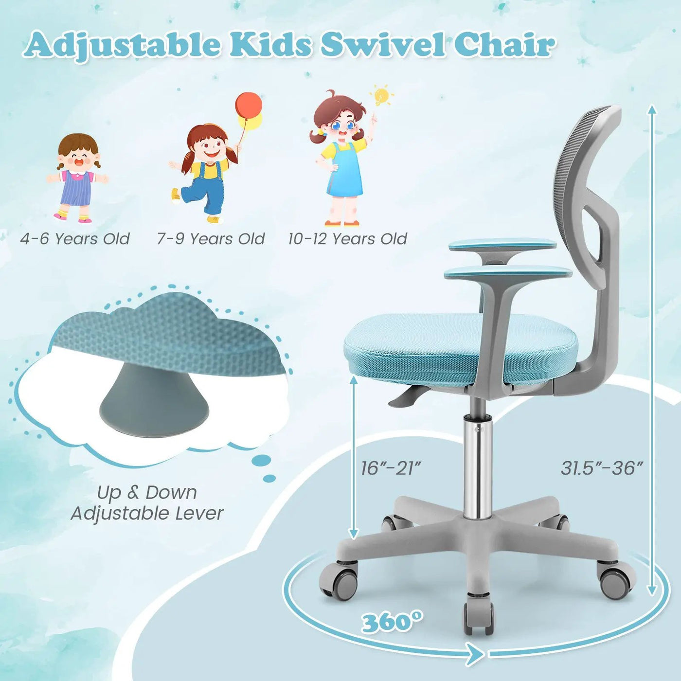 Adjustable Desk Chair with by DirectDeals