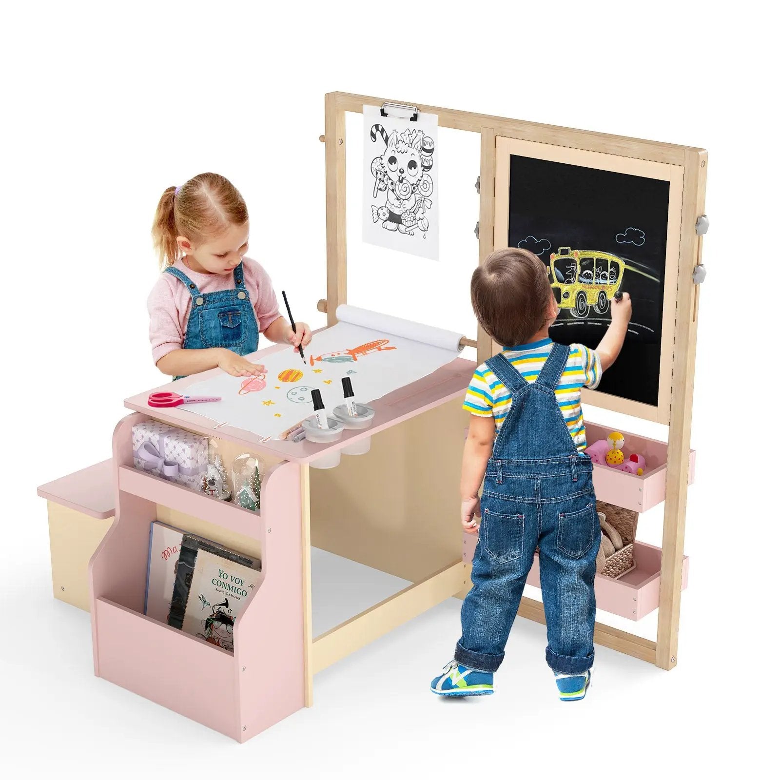 Kids Art Center Wooden Table Bench Set by DirectDeals
