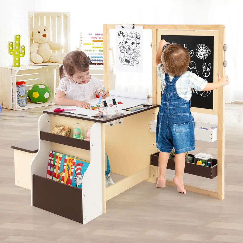 Kids Art Center Wooden Table Bench Set by DirectDeals