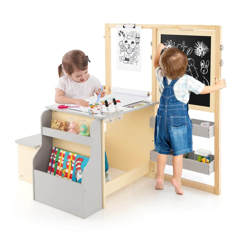 Kids Art Center Wooden Table Bench Set by DirectDeals