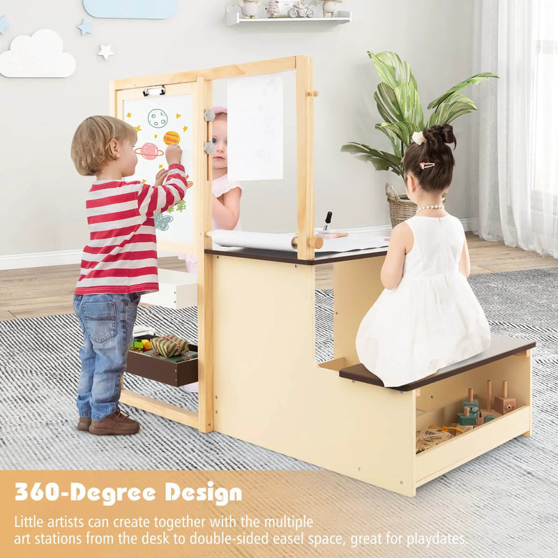 Kids Art Center Wooden Table Bench Set by DirectDeals