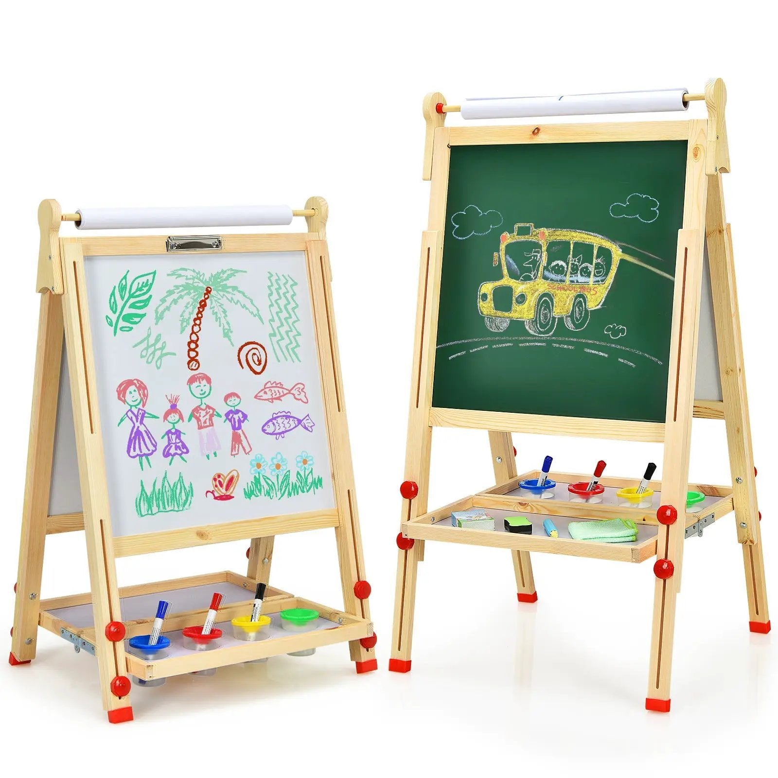 Kids Art Easel with Paper Roll Double-Sided Regulable Drawing Easel Plank by DirectDeals