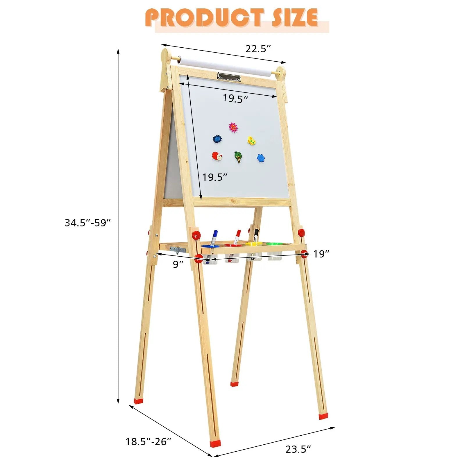Kids Art Easel with Paper Roll Double-Sided Regulable Drawing Easel Plank by DirectDeals