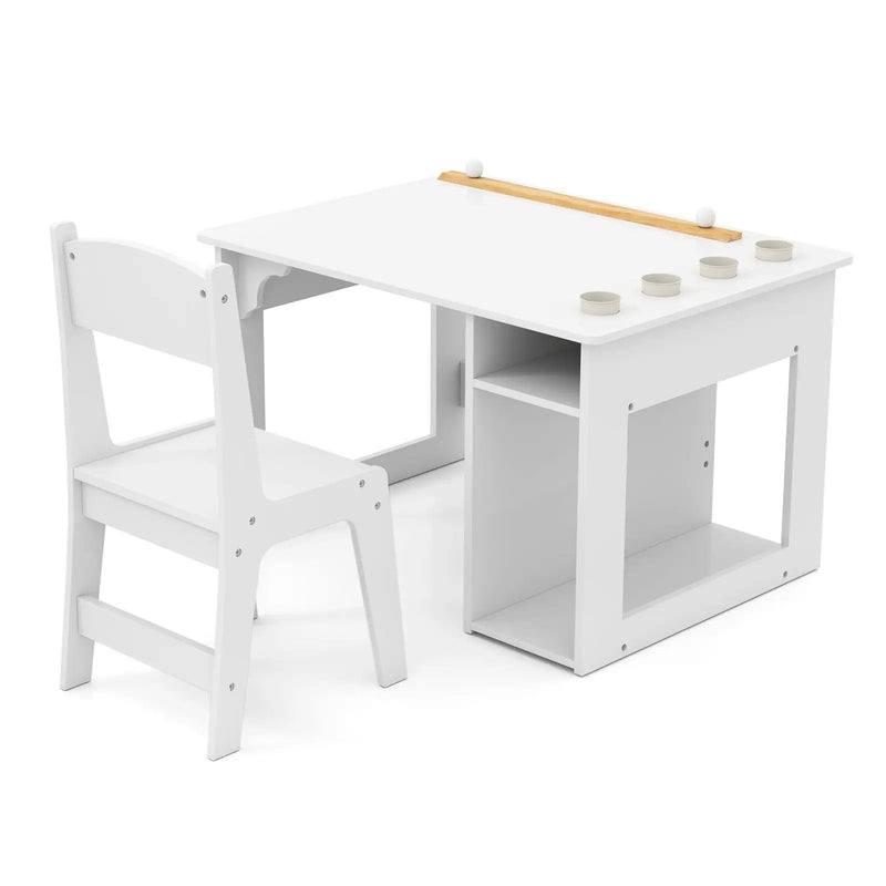 Kids Art Table and Chair Set Toddler Craft Drawing Desk-White by DirectDeals