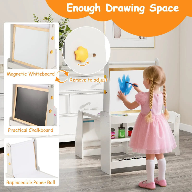 Kids Art Table and Chair Set with Easel and Chair for Drawing Reading by DirectDeals