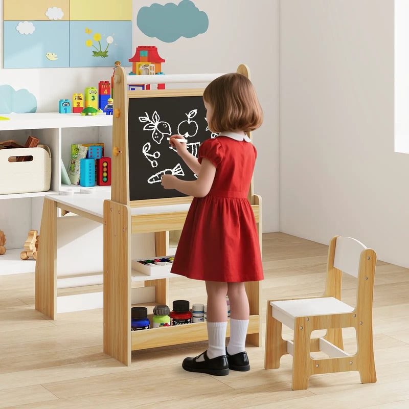 Kids Art Table and Chair Set with Easel and Chair for Drawing Reading by DirectDeals