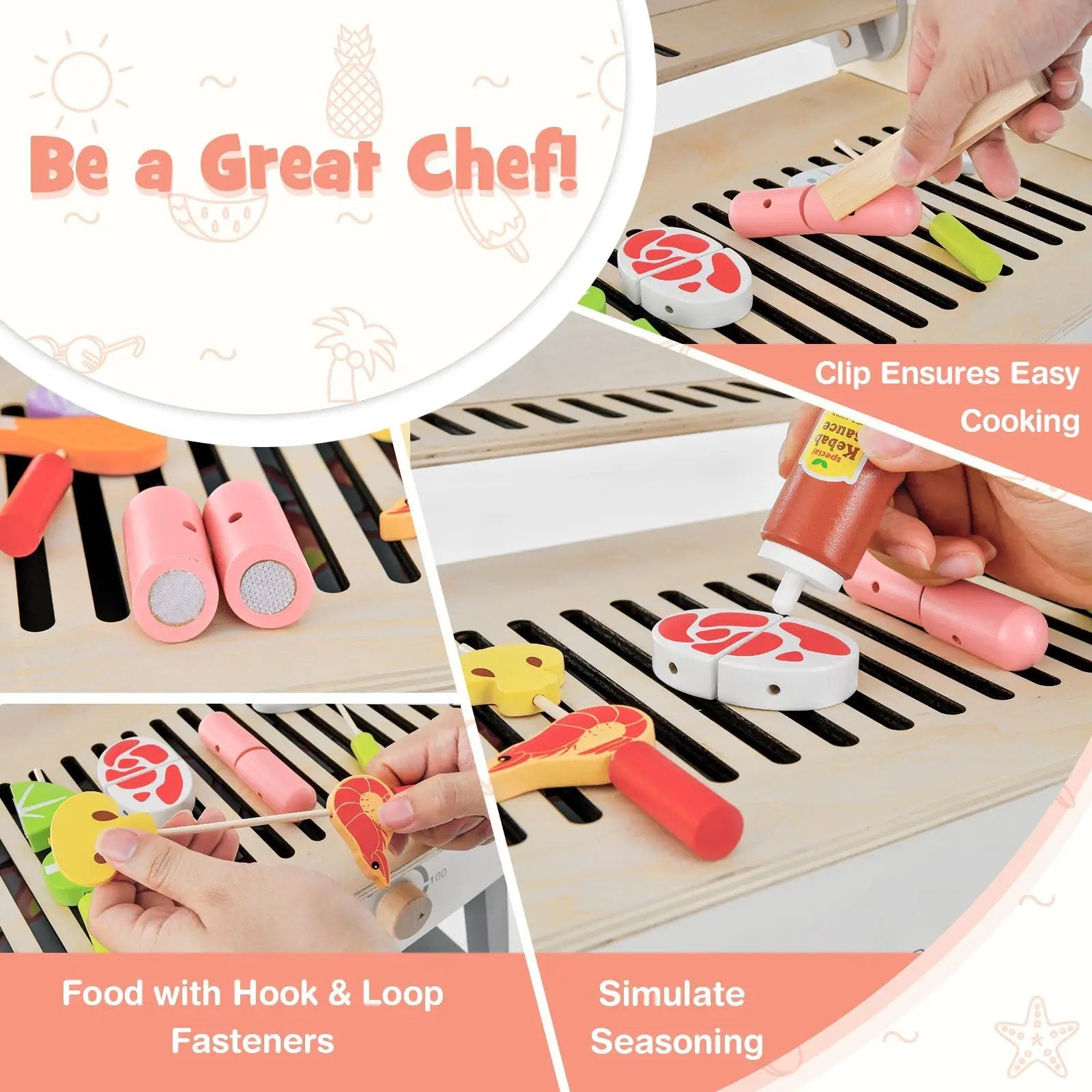 Kids Barbecue Grill Playset for Girls and Boys Aged 3+ by DirectDeals